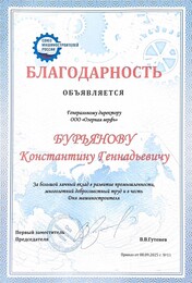 Благодарность Генеральному директору ООО «Озерная Верфь»